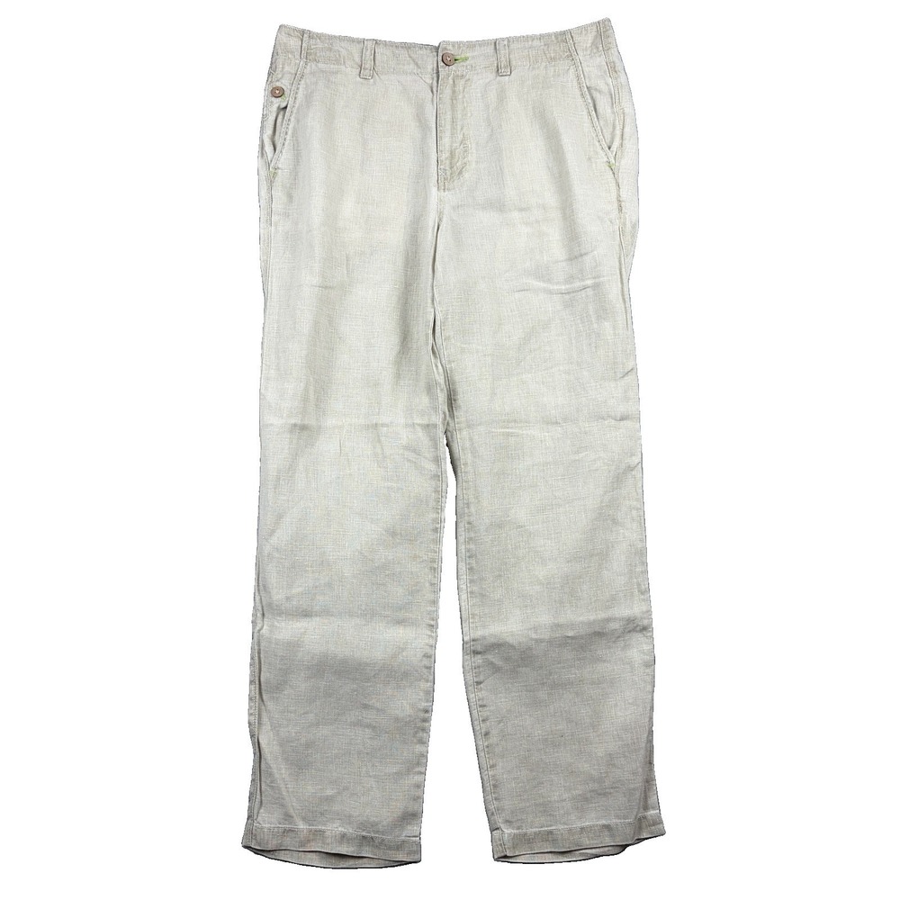 Tommy Bahama Pants Mens 34x32 Natural Linen Straight Leg Flowy Preppy Resort